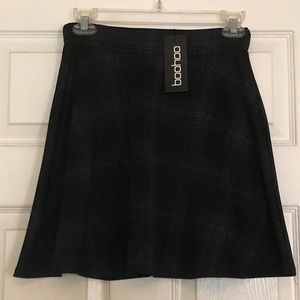 BRAND NEW green and black tartan mini skater skirt